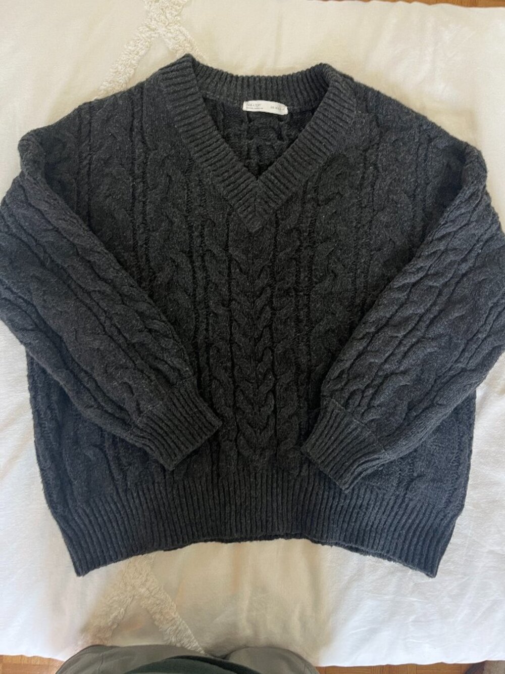 Oak + Fort Oversized Cable Knit V-Neck Sweater XXS/XS